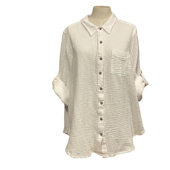 Caffe Marrakesh Solid White Casual Button Down Shirt - Picture 6 of 13